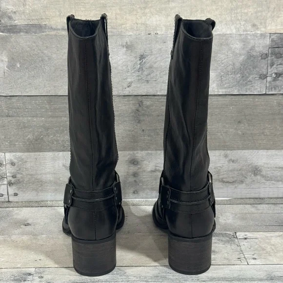 free people Anok Harness Moto Boots in Black Distressed Leather - Sz - 7 - Picture 5 of 13